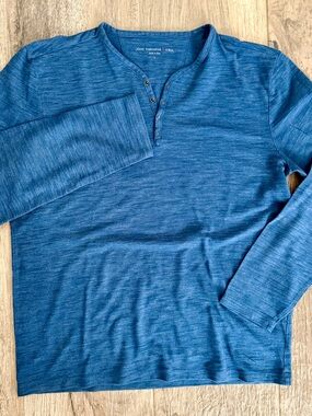 John Varvatos Star USA Men’s Blue Henley Long-Sleeve Blue Shirt